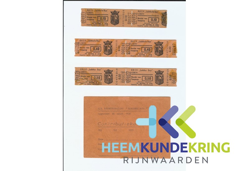 Contributiekaart en intree bewijs L.Boys